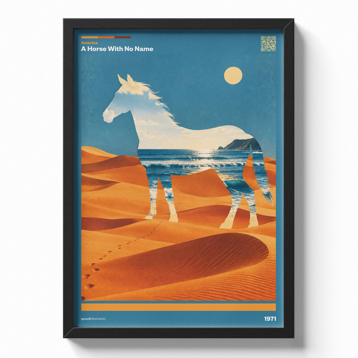 Stampa artistica ispirata a A Horse With No Name - America | 1971 - Quadrisonanti