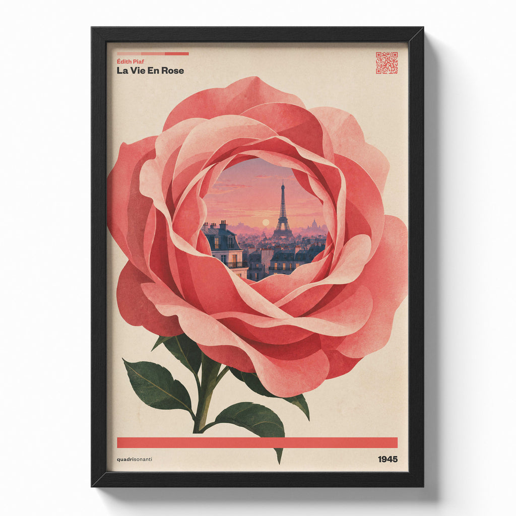 Stampa artistica ispirata a La Vie En Rose - Édith Piaf | 1945 - Quadrisonanti