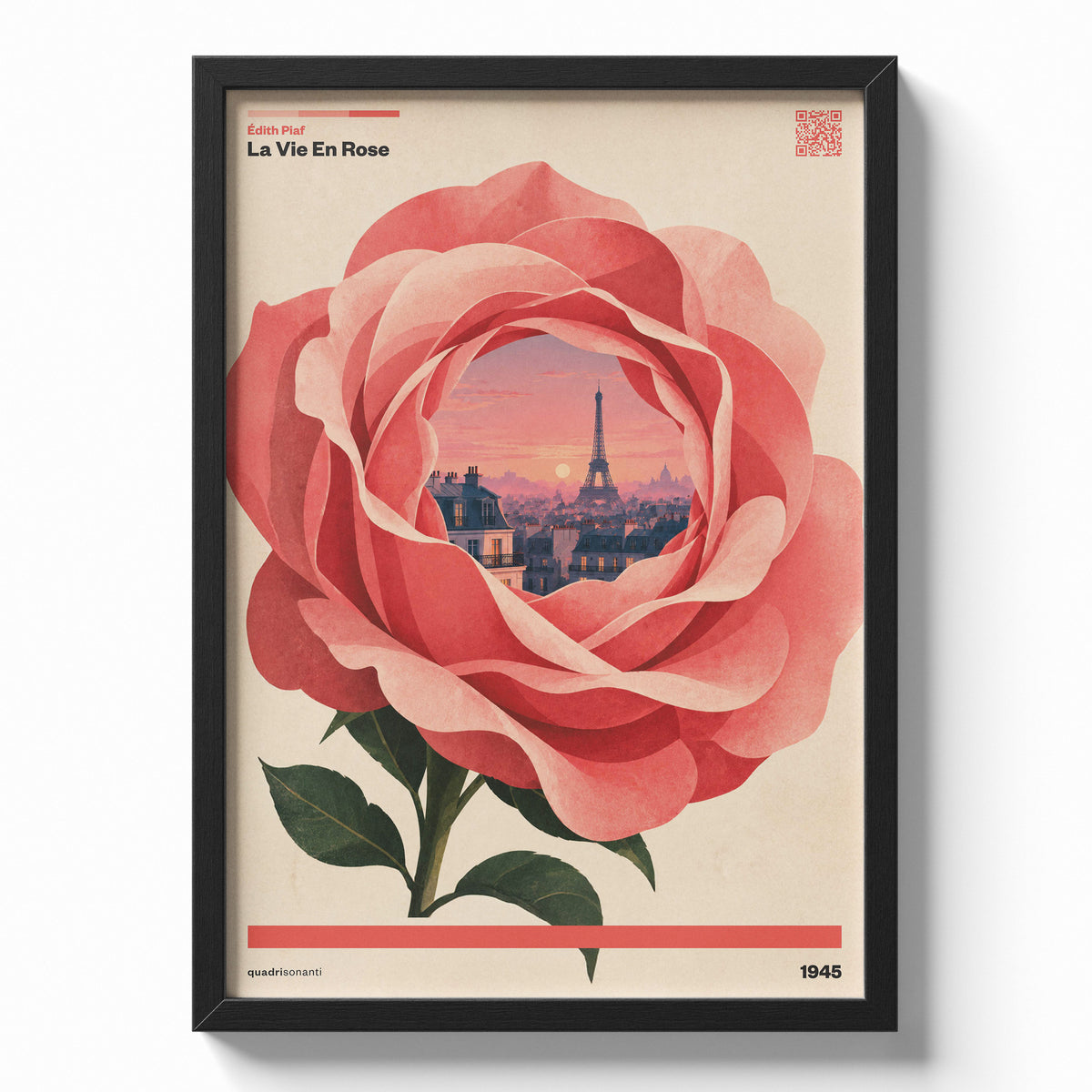 Stampa artistica ispirata a La Vie En Rose - Édith Piaf | 1945 - Quadrisonanti