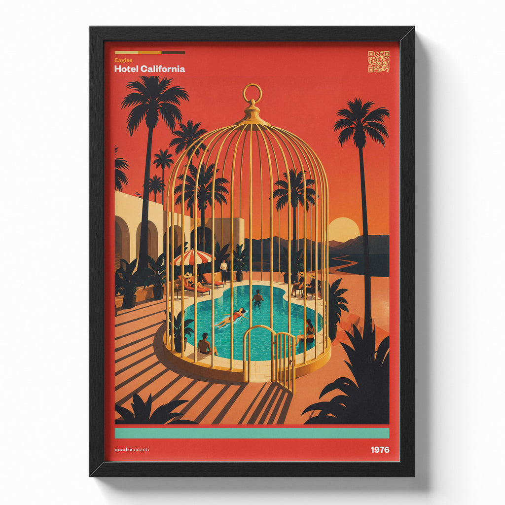 Stampa artistica ispirata a Hotel California - Eagles | 1976 - Quadrisonanti