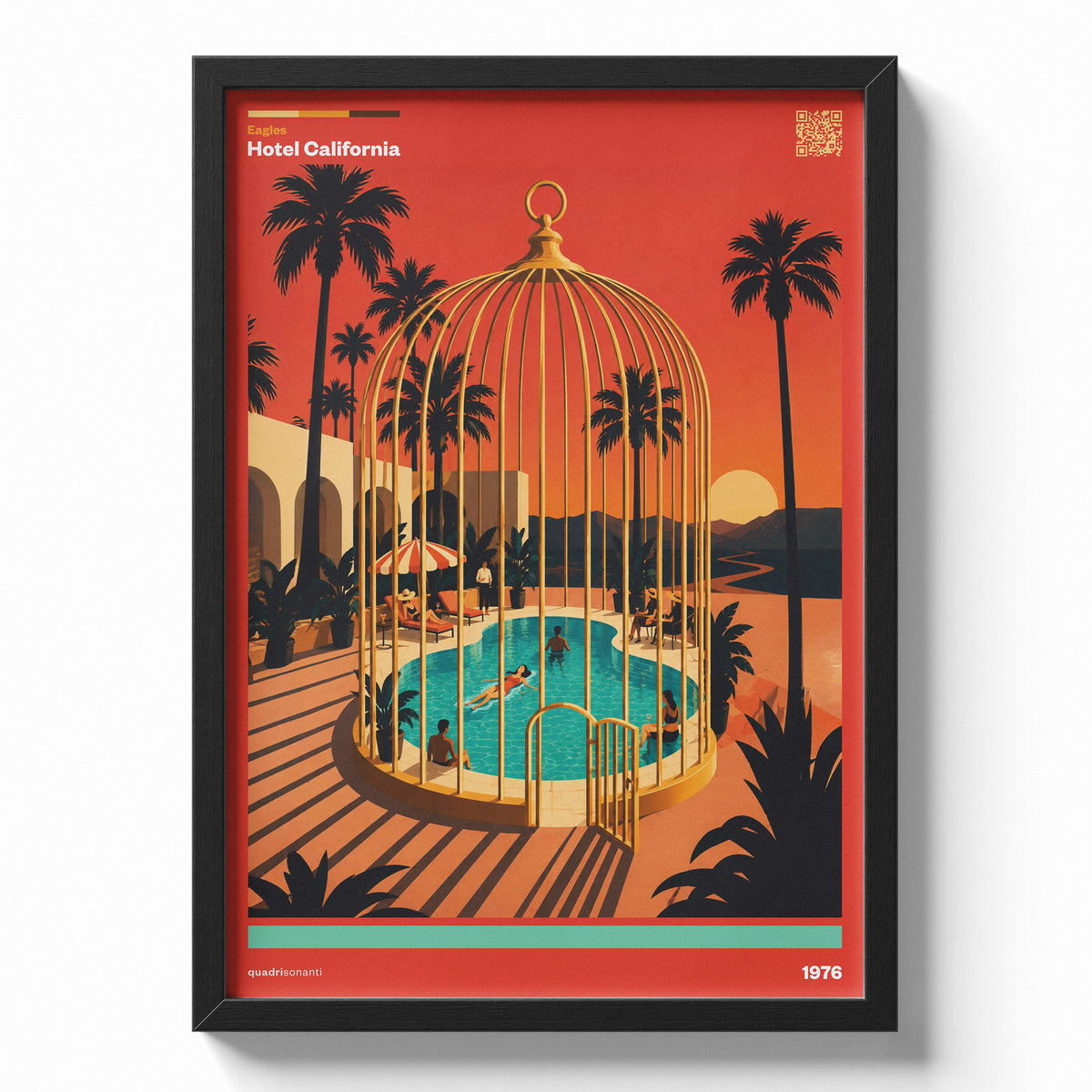 Stampa artistica ispirata a Hotel California - Eagles | 1976 - Quadrisonanti