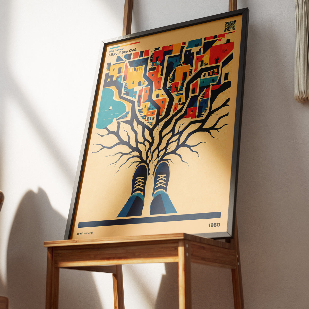 Stampa artistica ispirata a I Say I' Sto Ccà - Pino Daniele | 1980 - Quadrisonanti