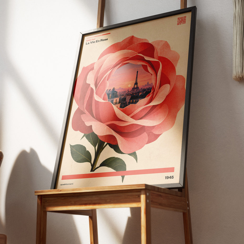 Stampa artistica ispirata a La Vie En Rose - Édith Piaf | 1945 - Quadrisonanti