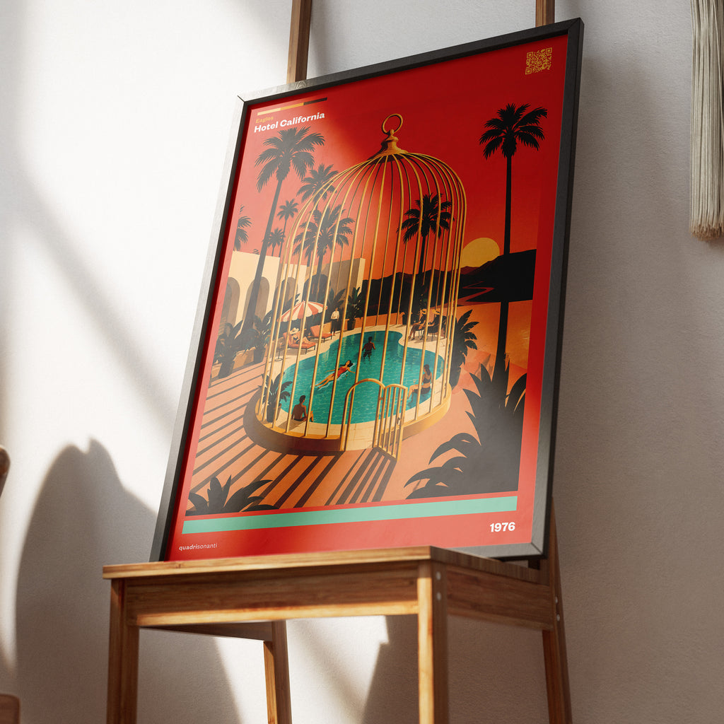 Stampa artistica ispirata a Hotel California - Eagles | 1976 - Quadrisonanti