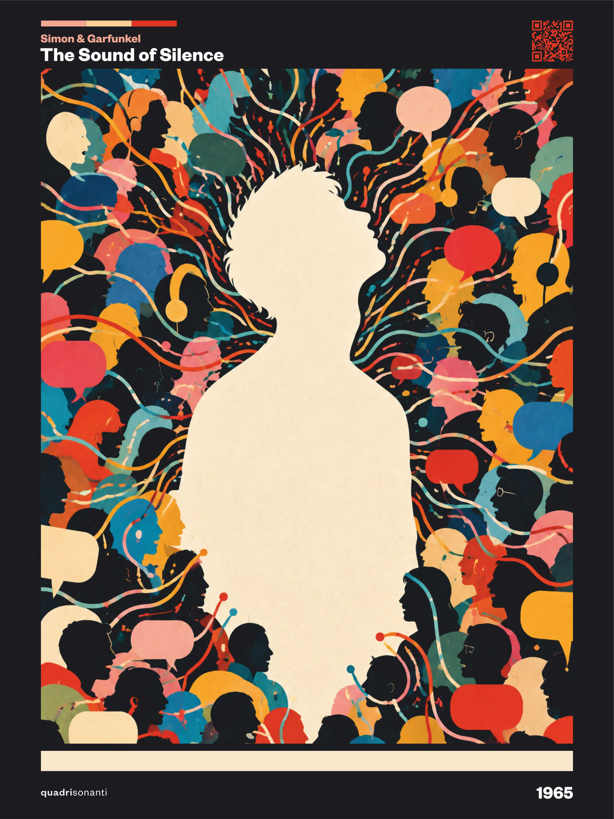Stampa artistica ispirata a The Sound Of Silence - Simon & Garfunkel | 1965 - Quadrisonanti