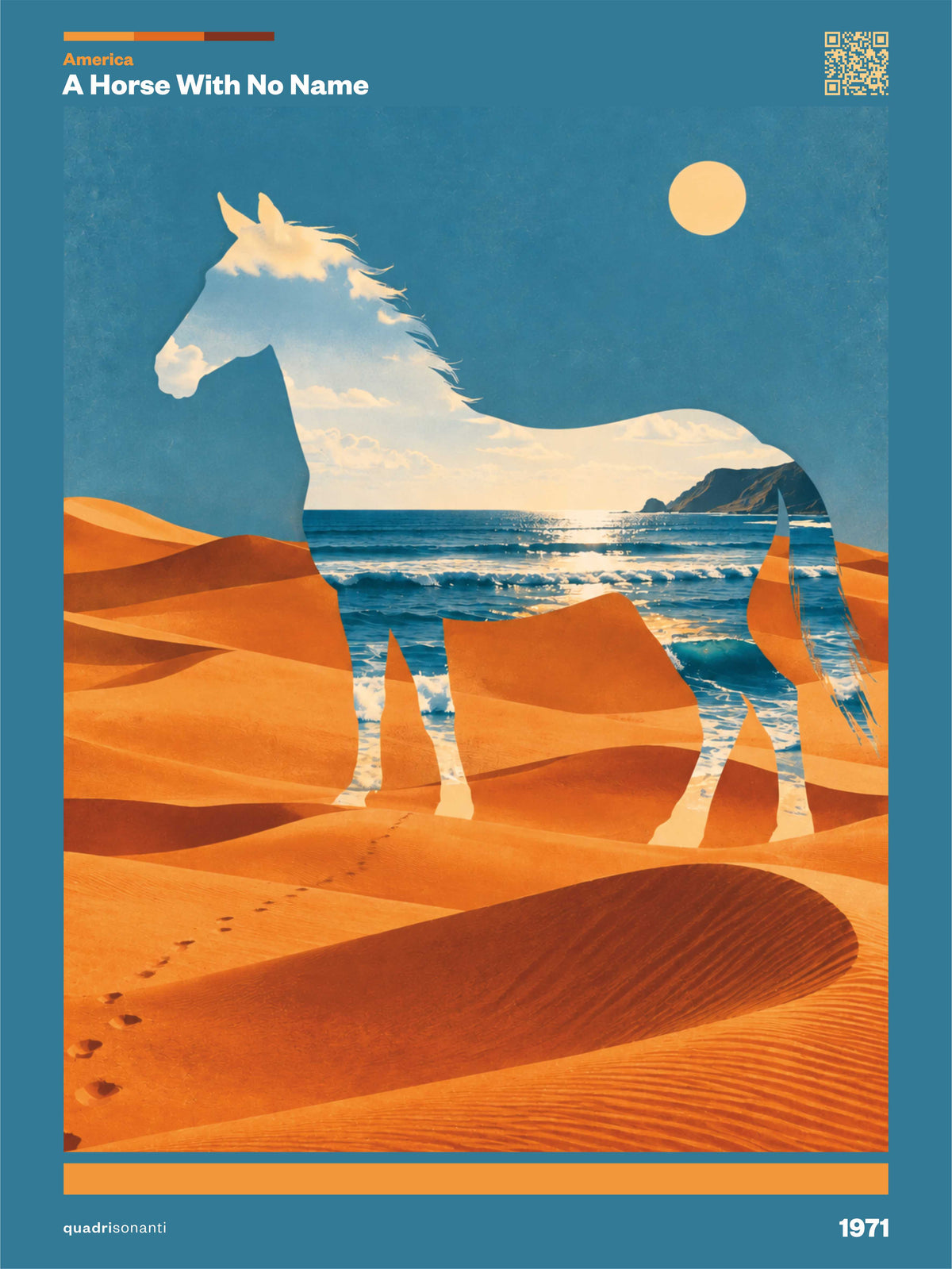 Stampa artistica ispirata a A Horse With No Name - America | 1971 - Quadrisonanti