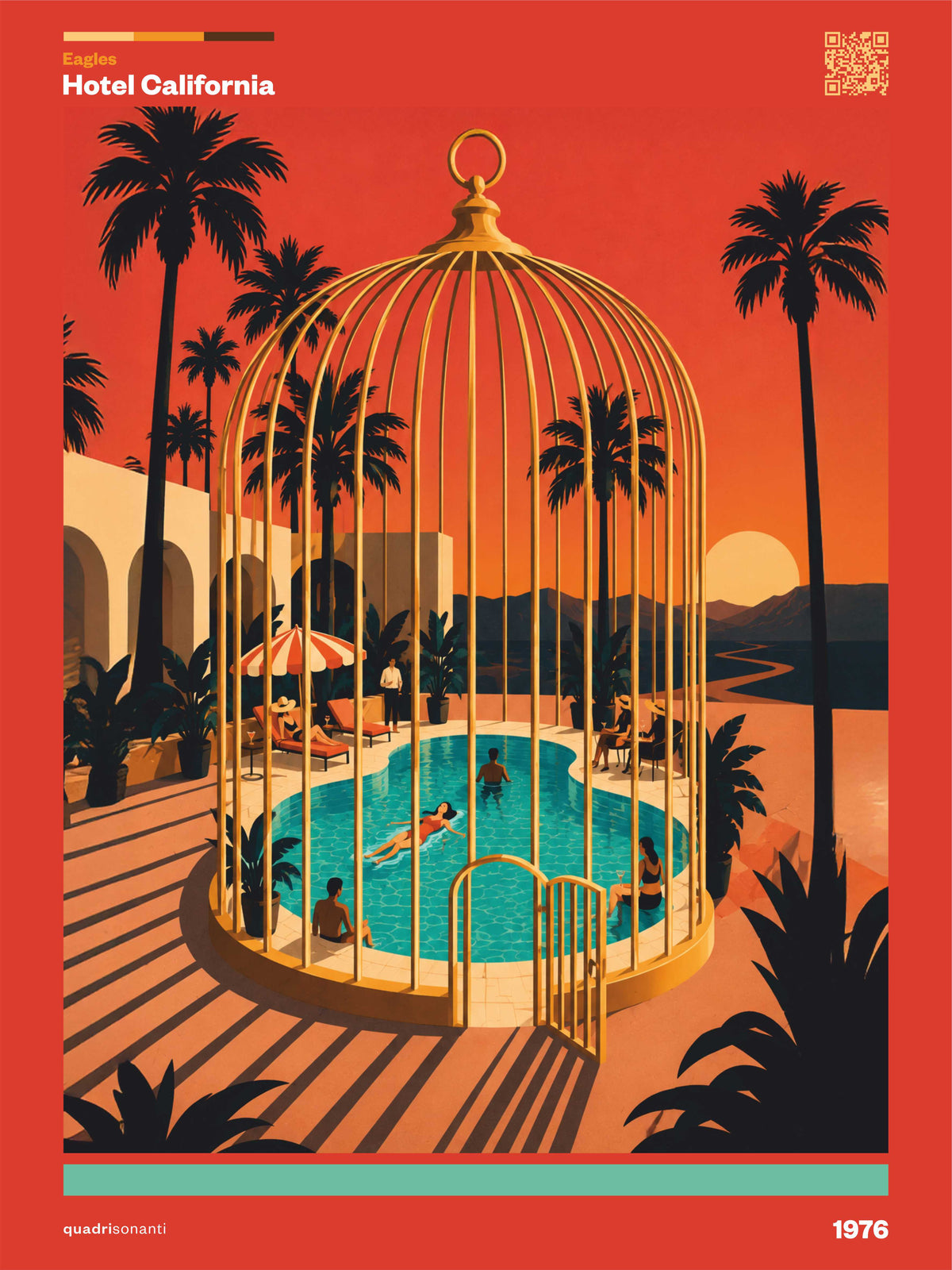 Stampa artistica ispirata a Hotel California - Eagles | 1976 - Quadrisonanti