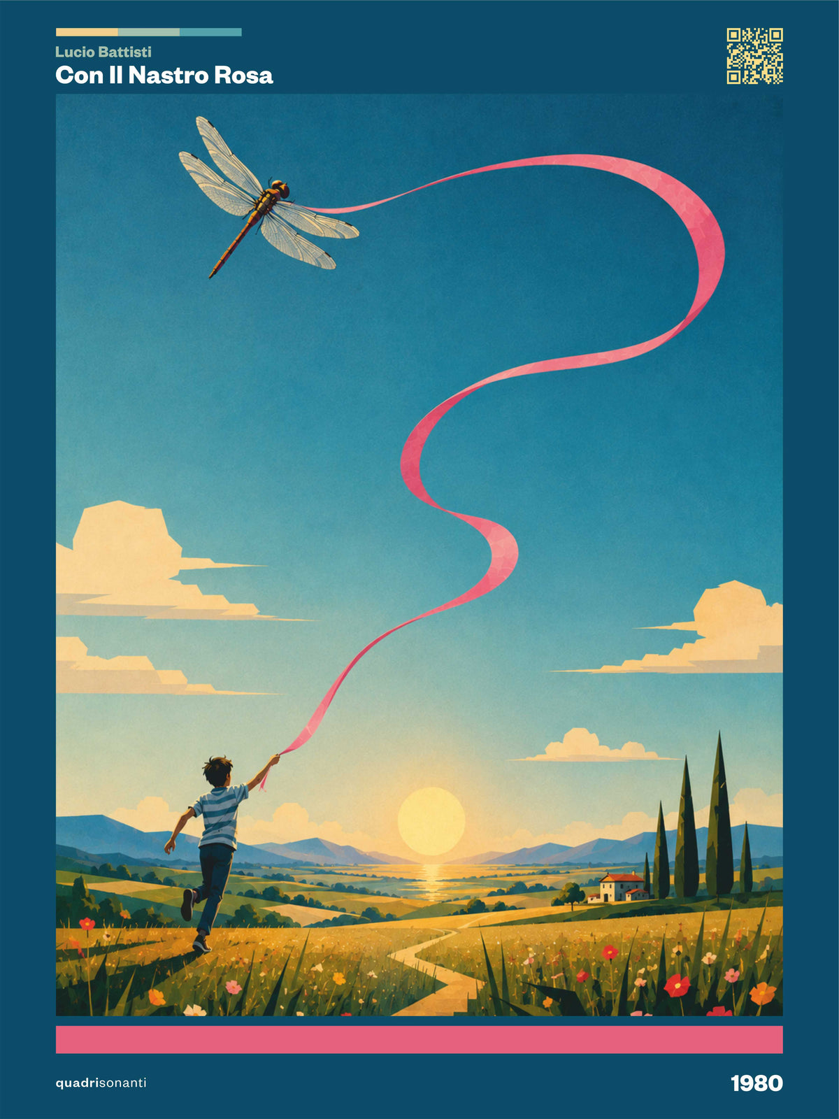 Stampa artistica ispirata a Con Il Nastro Rosa - Lucio Battisti | 1980 - Quadrisonanti