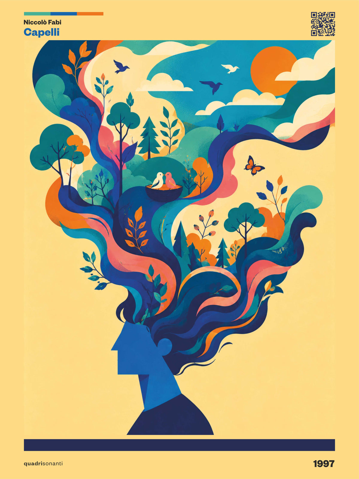 Stampa artistica ispirata a Capelli - Niccolò Fabi | 1997 - Quadrisonanti