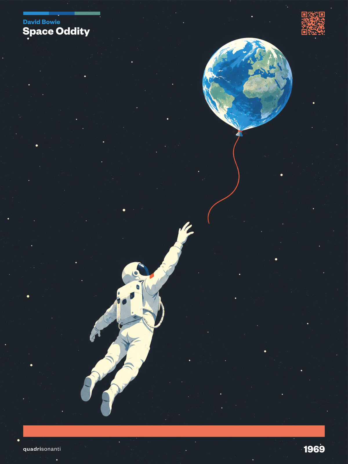 Stampa artistica ispirata a Space Oddity - David Bowie | 1969 - Quadrisonanti