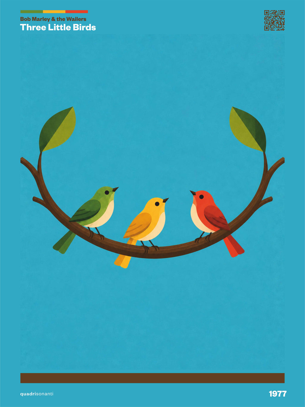 Stampa artistica ispirata a Three Little Birds - Bob Marley & The Wailers | 1977 - Quadrisonanti
