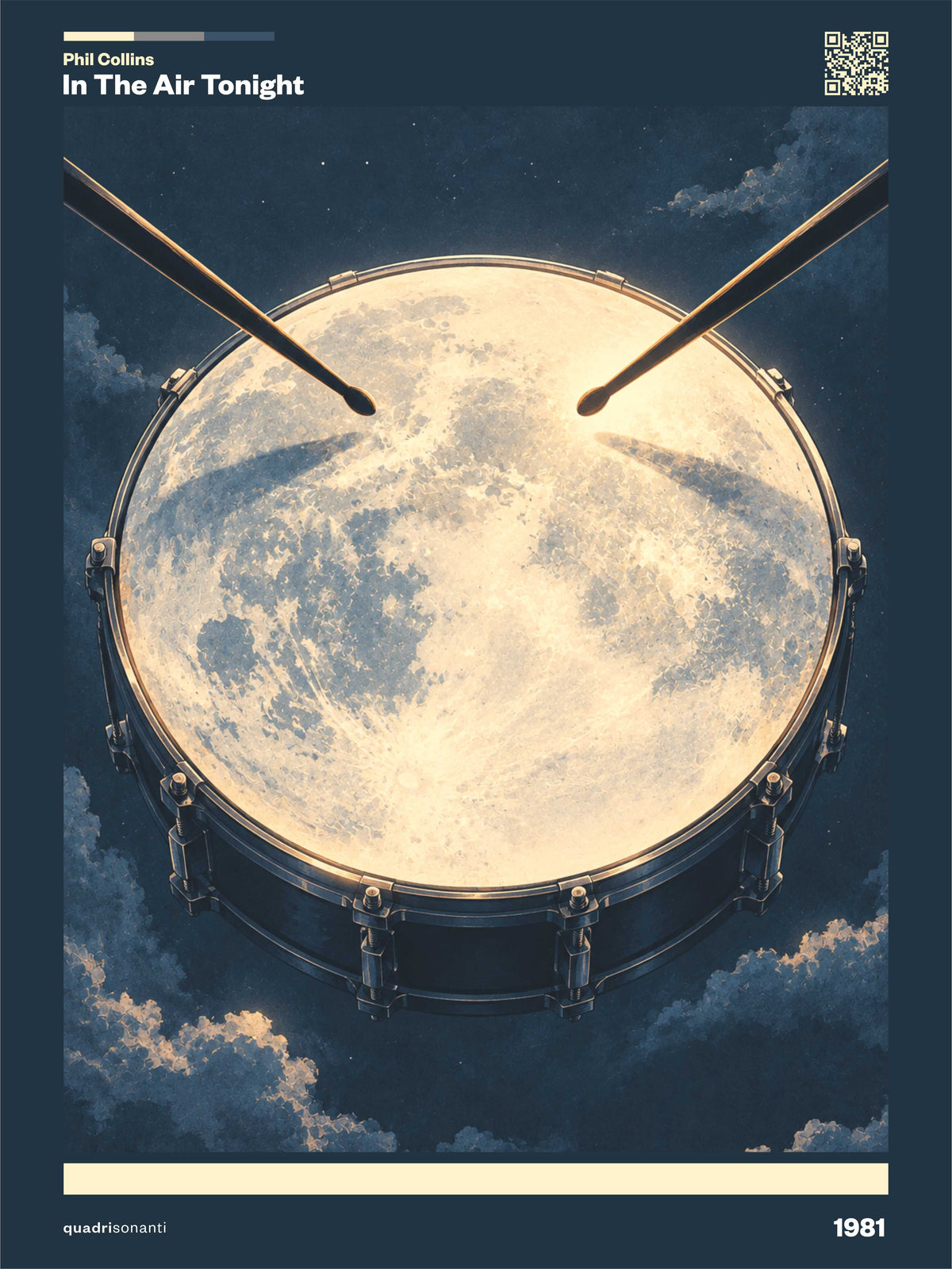 Stampa artistica ispirata a In The Air Tonight - Phil Collins | 1981 - Quadrisonanti