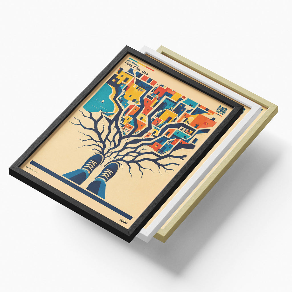 Stampa artistica ispirata a I Say I' Sto Ccà - Pino Daniele | 1980 - Quadrisonanti