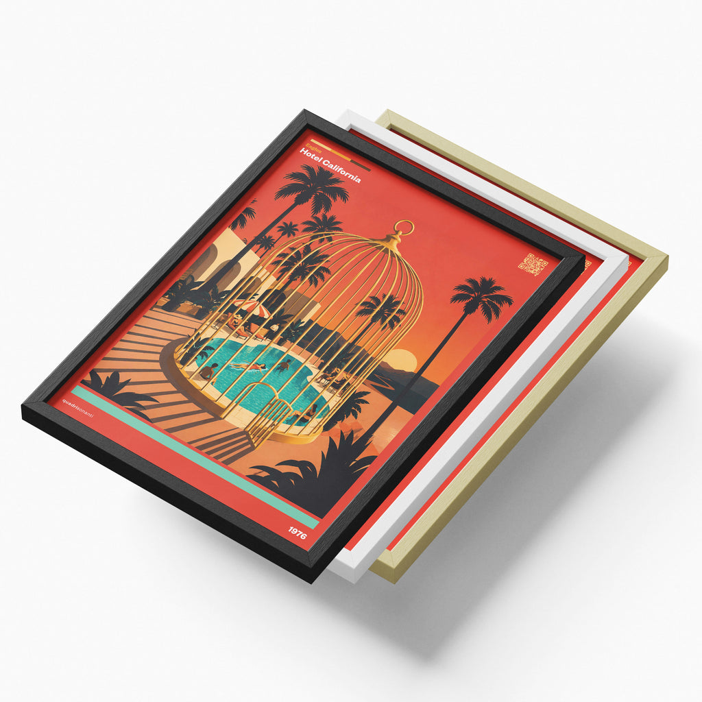 Stampa artistica ispirata a Hotel California - Eagles | 1976 - Quadrisonanti