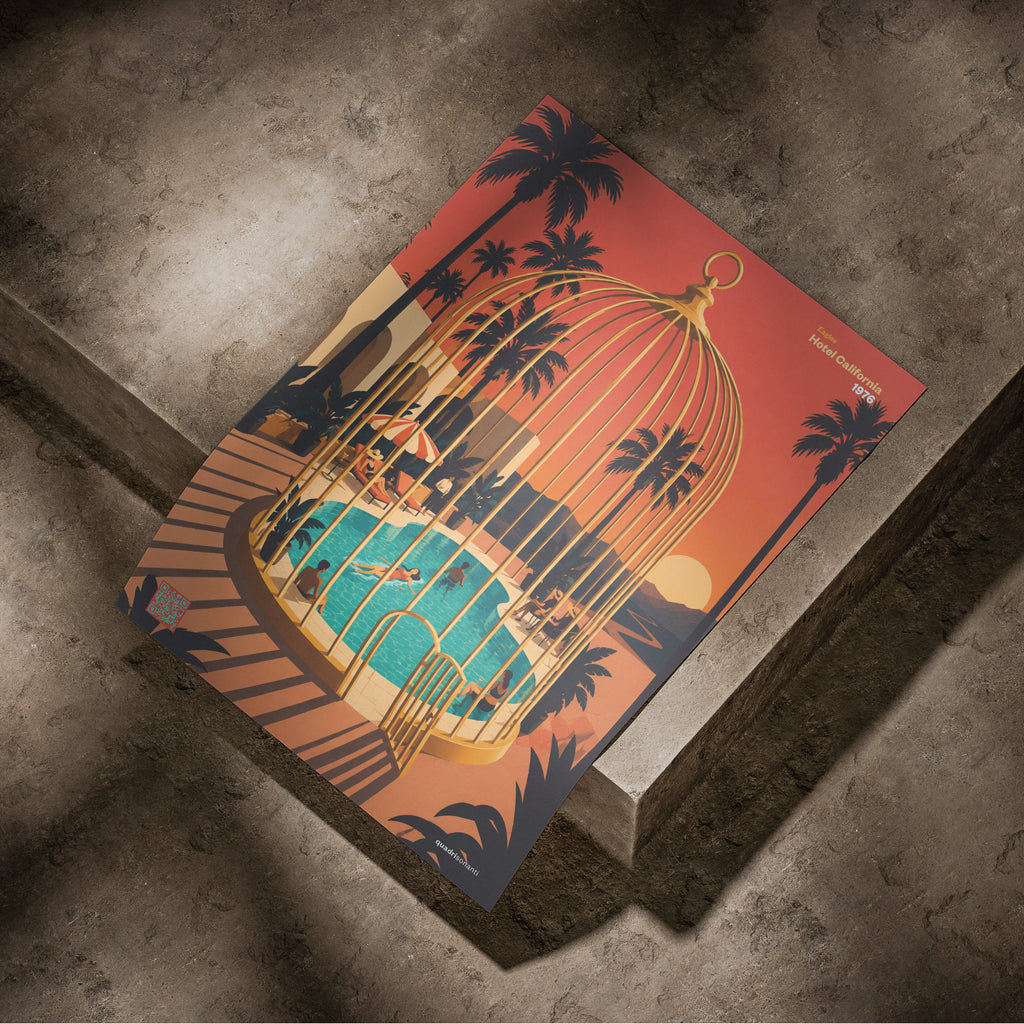 Stampa artistica ispirata a Hotel California - Eagles | 1976 - Quadrisonanti
