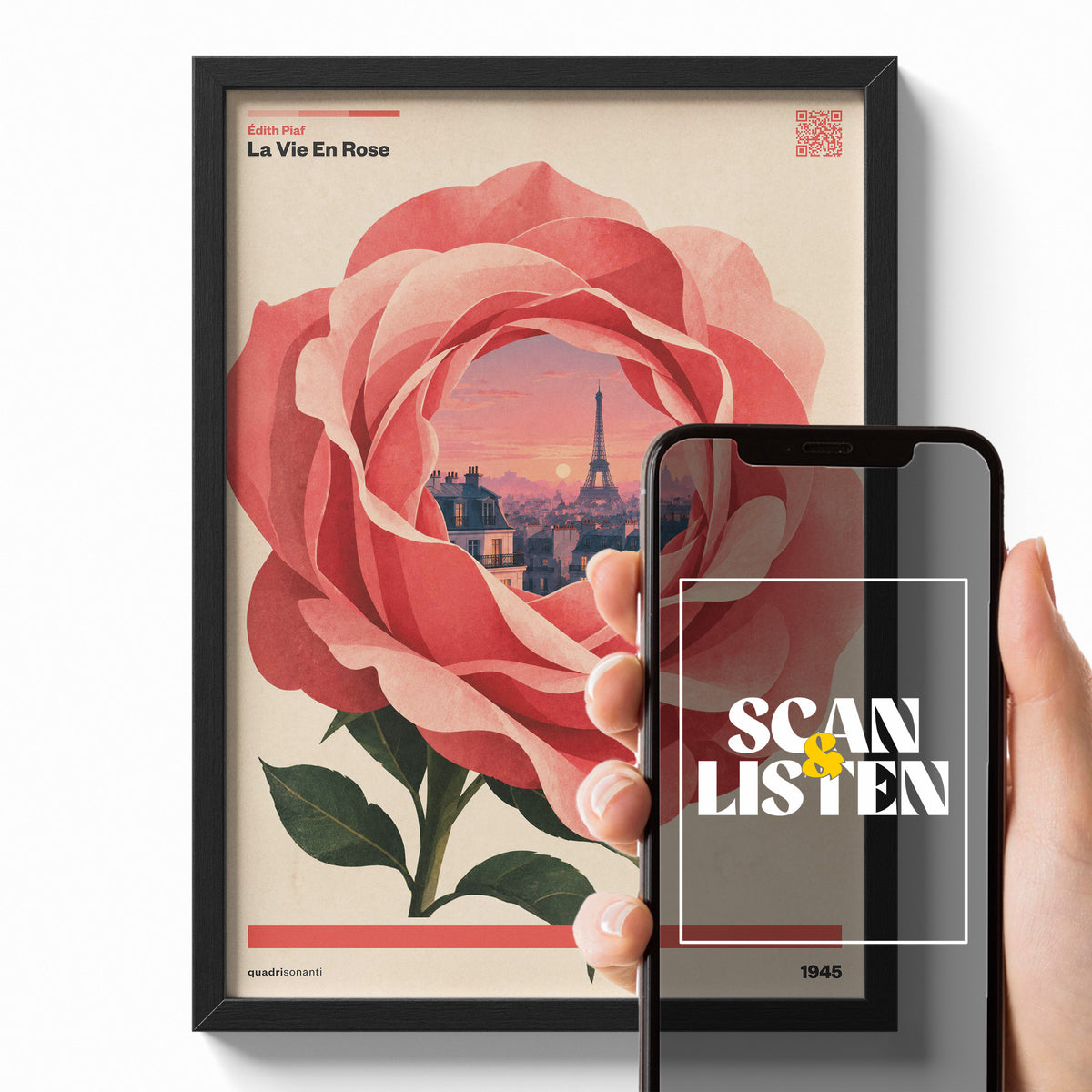 Stampa artistica ispirata a La Vie En Rose - Édith Piaf | 1945 - Quadrisonanti