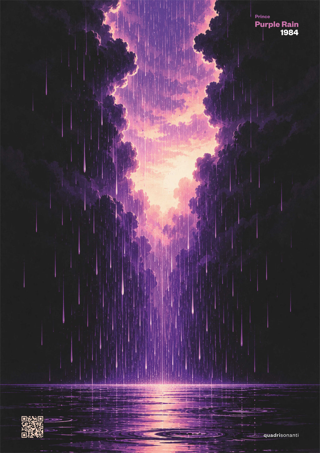 Stampa artistica ispirata a Purple Rain - Prince | 1984 - Quadrisonanti