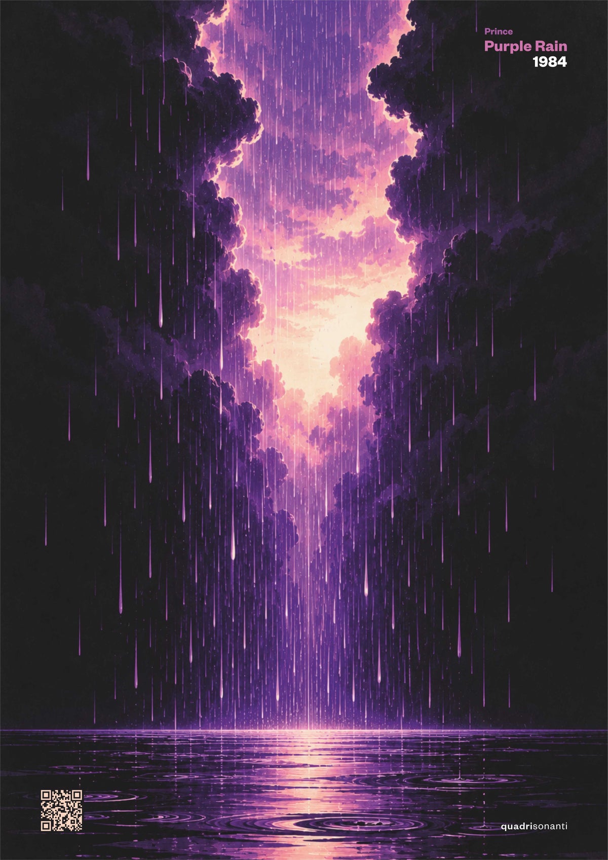 Stampa artistica ispirata a Purple Rain - Prince | 1984 - Quadrisonanti