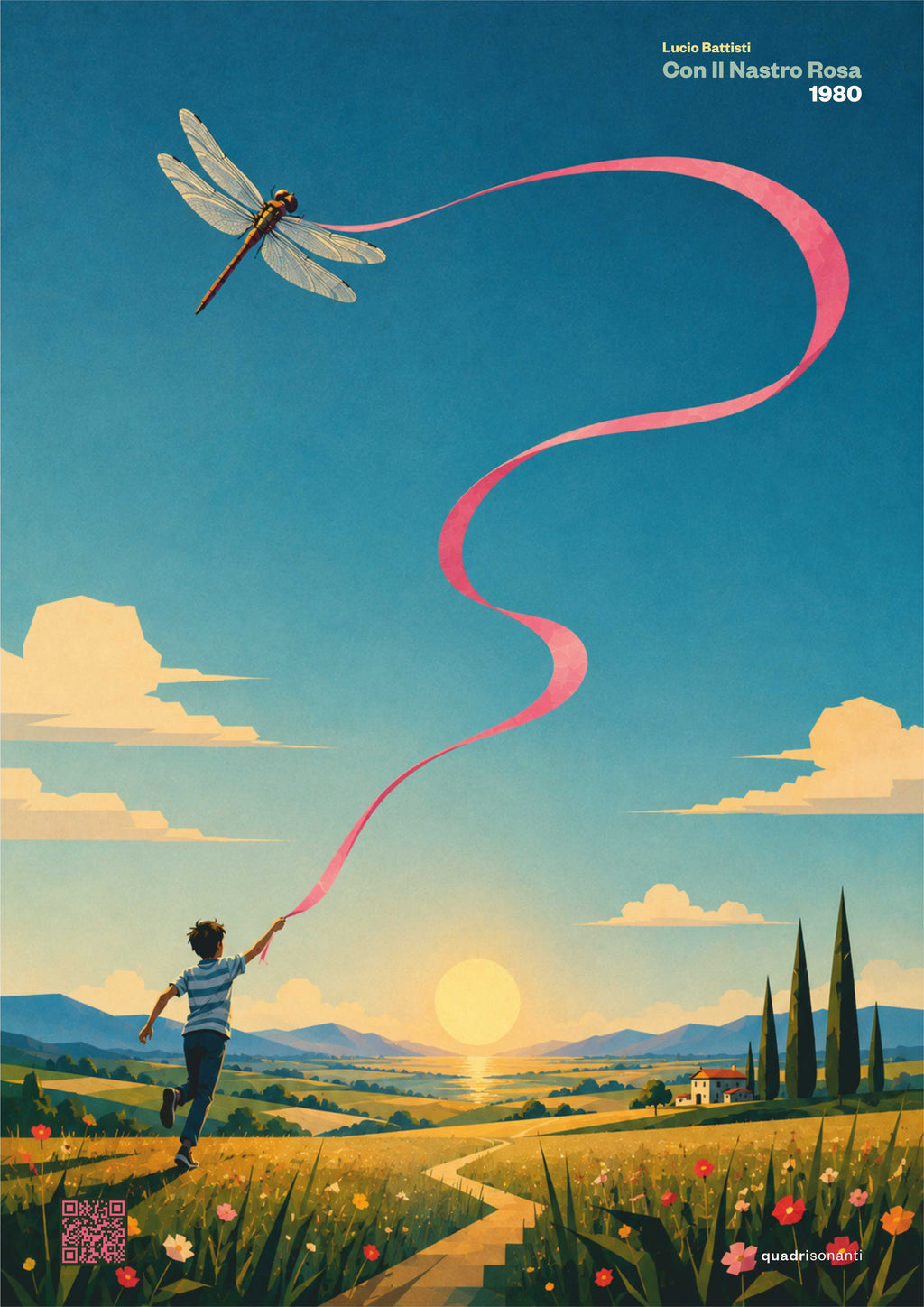 Stampa artistica ispirata a Con Il Nastro Rosa - Lucio Battisti | 1980 - Quadrisonanti