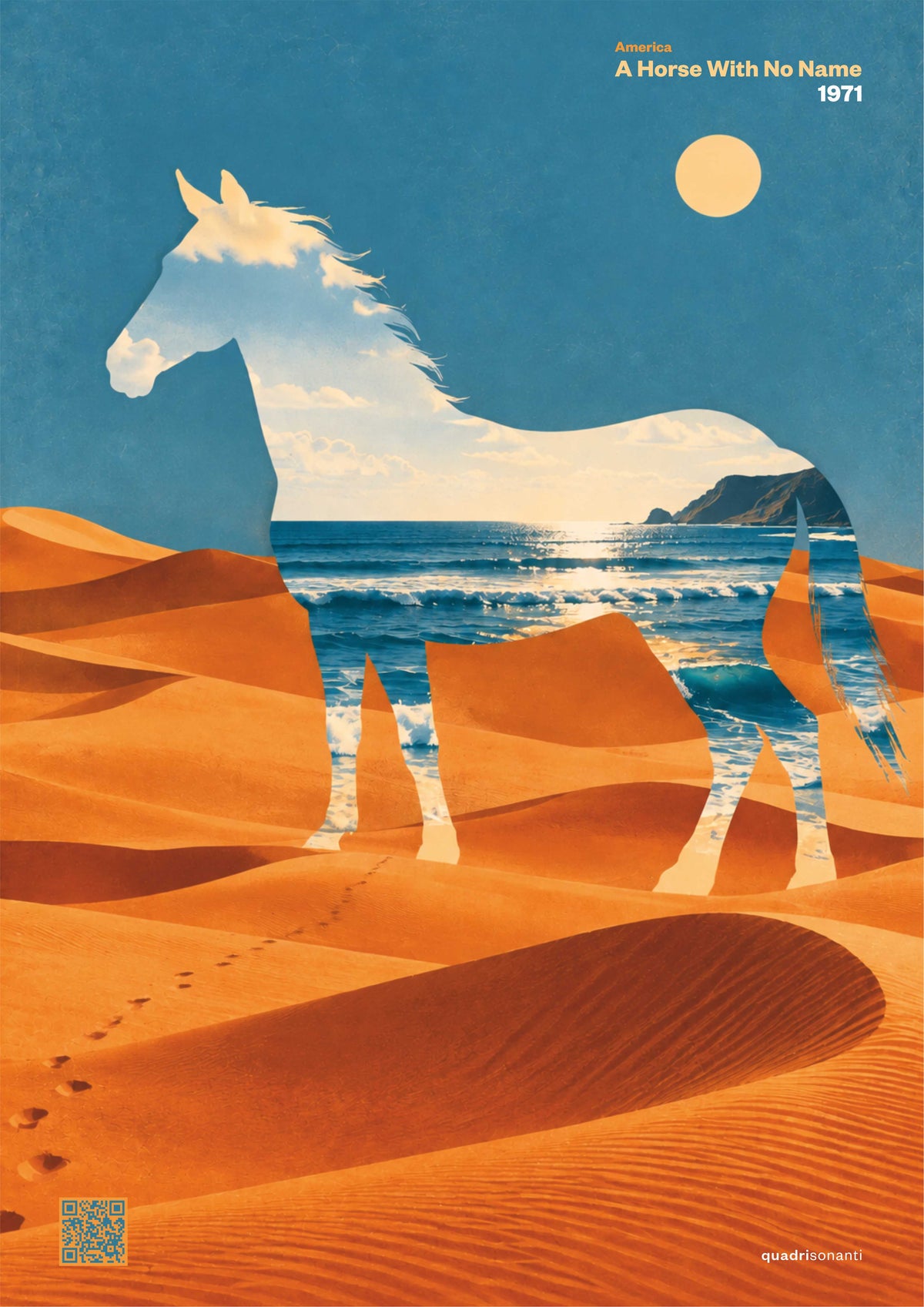 Stampa artistica ispirata a A Horse With No Name - America | 1971 - Quadrisonanti