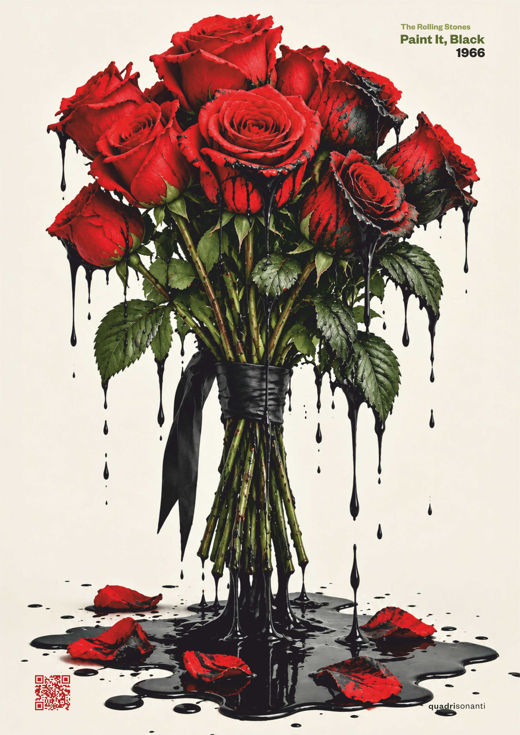 Stampa artistica ispirata a Paint It, Black - The Rolling Stones | 1966 - Quadrisonanti