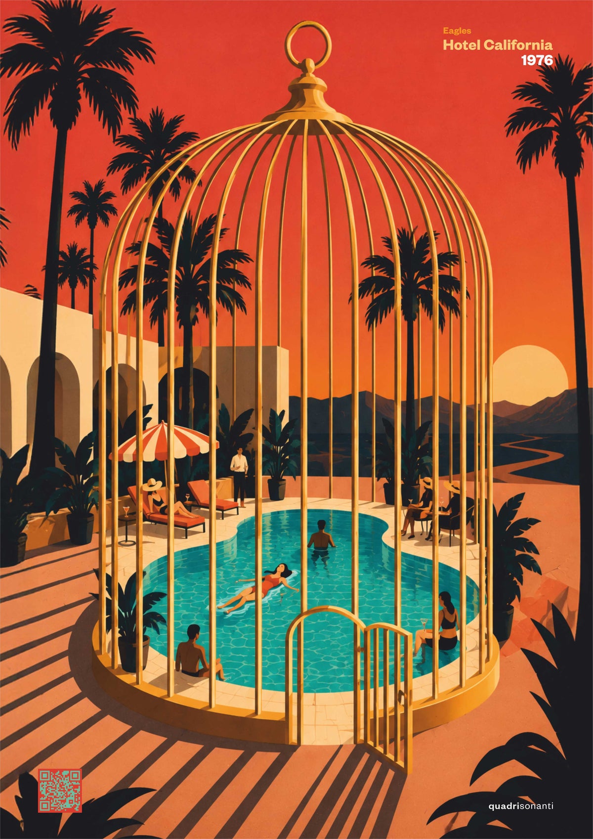 Stampa artistica ispirata a Hotel California - Eagles | 1976 - Quadrisonanti