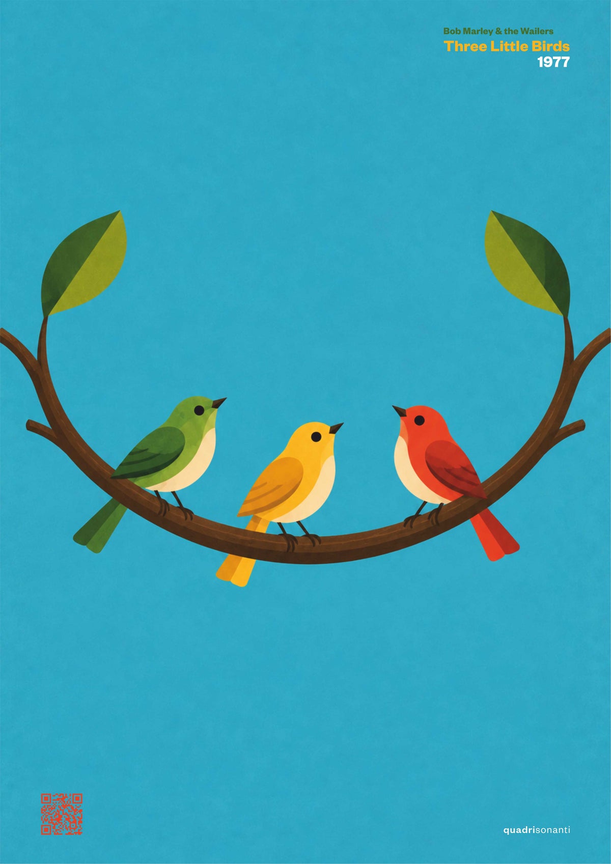 Stampa artistica ispirata a Three Little Birds - Bob Marley & The Wailers | 1977 - Quadrisonanti