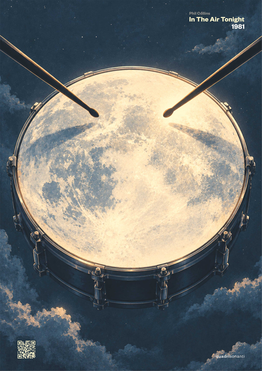 Stampa artistica ispirata a In The Air Tonight - Phil Collins | 1981 - Quadrisonanti