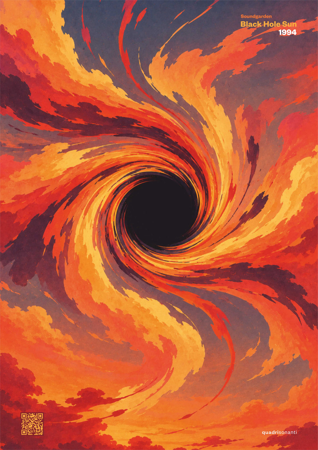 Stampa artistica ispirata a Black Hole Sun - Soundgarden | 1994 - Quadrisonanti